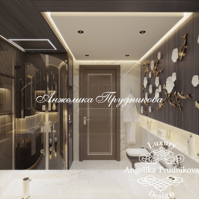 Дизайн-проект интерьера ванной комнаты в Жк Москва Сити
