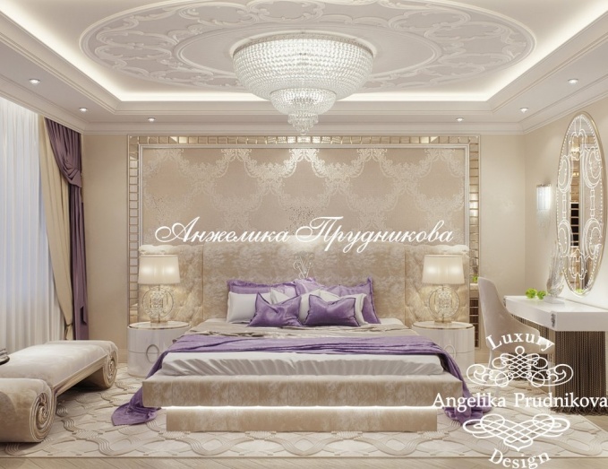 Дизайн-проект интерьера спальни в стиле ар-деко в ЖК Дубровка