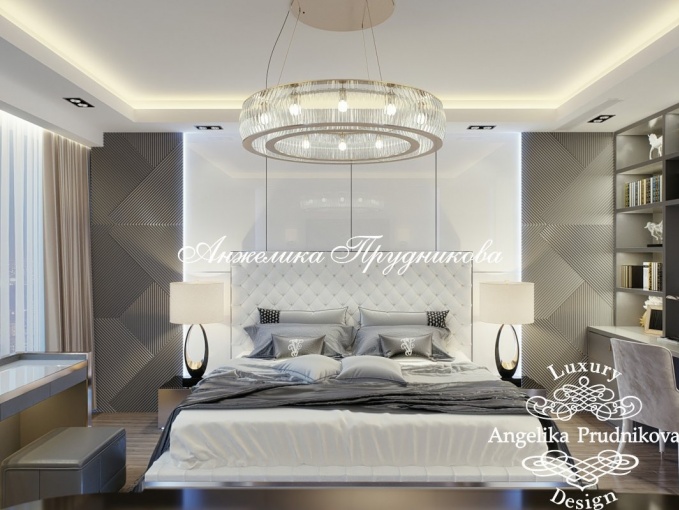 Дизайн-проект интерьера спальни в современном стиле в Москва Сити