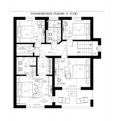 Планировка 2 этажа коттеджа в Новой Москве.