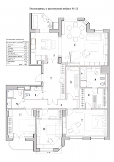 Планировка семейной квартиры с тремя спальнями.