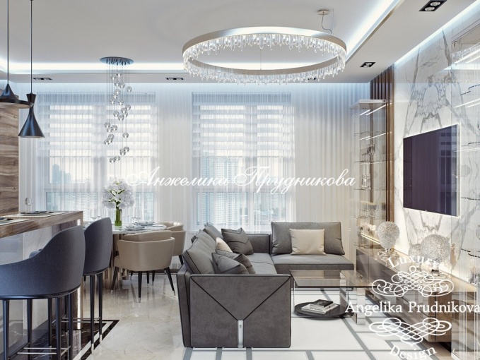 Дизайн-проект интерьера квартиры в ЖК Филиград в стиле модерн в светлых оттенках