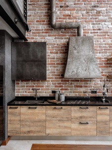 Фото интерьера кухни квартиры в стиле лофт