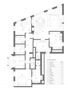 Планировка обновленной квартиры в районе Золотой Мили.