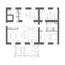 Планировка апартаментов под сдачу с тремя спальнями.