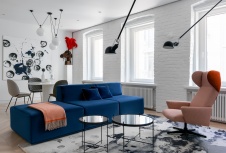 Фото интерьера гостиной квартиры в стиле фьюжн