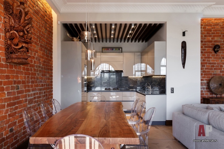 Фото интерьера кухни квартиры в стиле эклектика