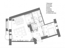 Планировка 2-х комнатной квартиры на месте старой коммуналки в историческом доме.