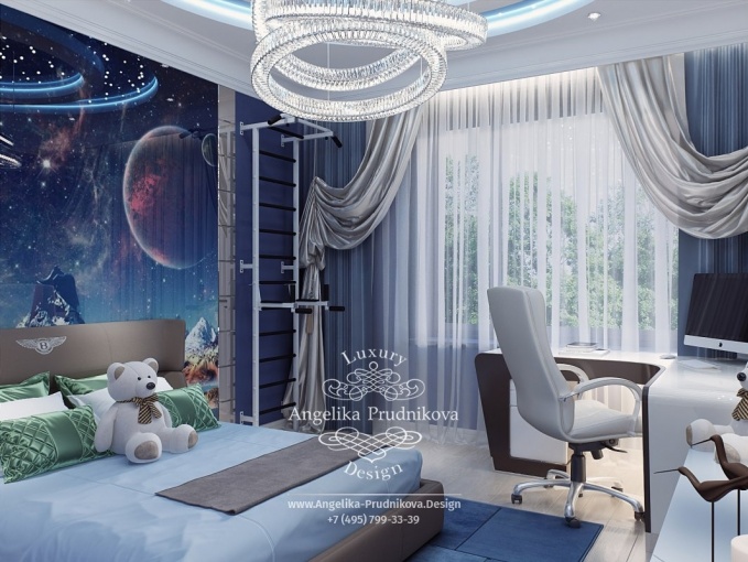 Дизайн-проект интерьера детской комнаты для мальчика на тему Космос