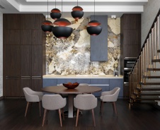 Фото интерьера столовой пентхауса в стиле фьюжн