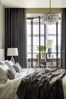 Фото интерьера спальни квартиры в стиле фьюжн