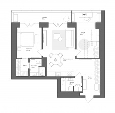 План трехкомнатной квартиры с большой лоджией. Общая площадь – 88 кв. м.