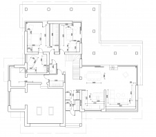 Планировка 1 этажа 2-х этажного дома с современной архитектурой.