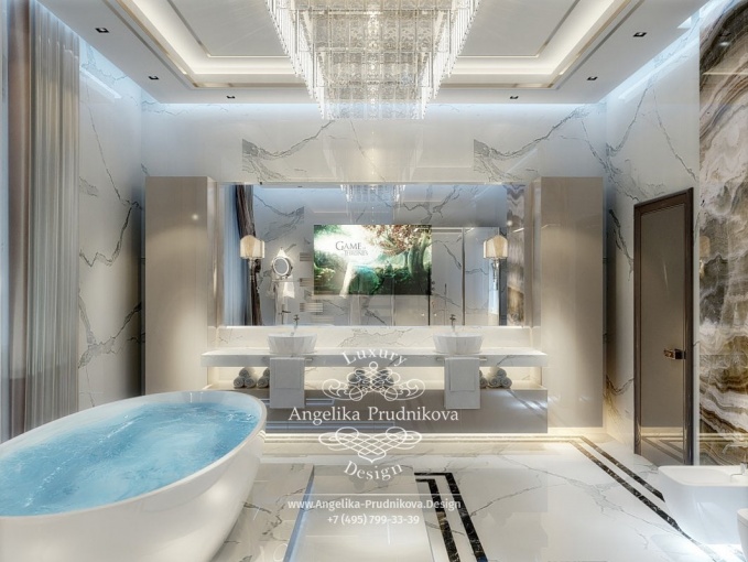 Дизайн-проект интерьера ванной комнаты в КП Монаково