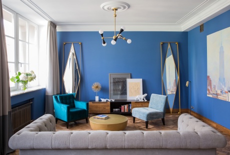 Синяя квартира в стиле ретро