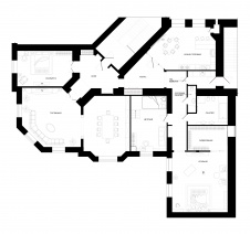 Планировка современной квартиры для семьи с ребенком на месте советской коммунальной квартиры в историческом доме.