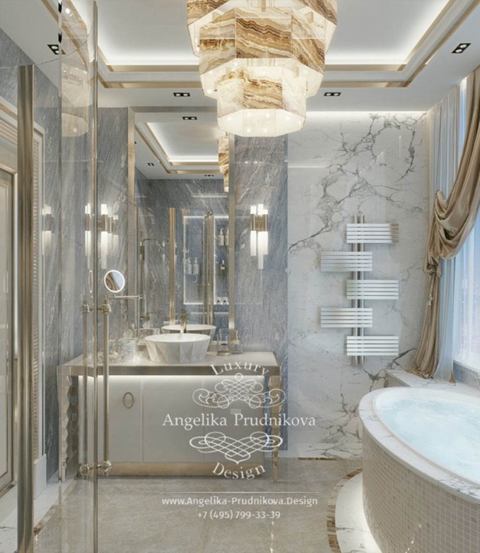 Дизайн-проект интерьера ванной комнаты с панорамным окном в ЖК Дубровская Слобода