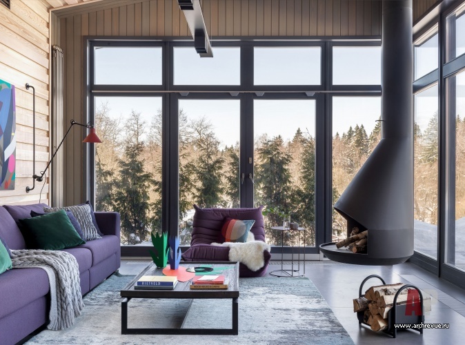 Фото интерьера каминной гостевого дома в скандинавском стиле