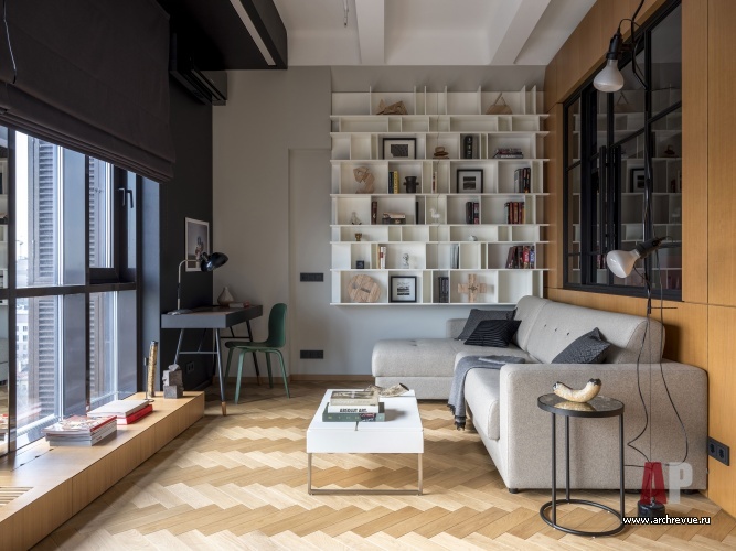 Фото интерьера гостиной небольшой квартиры в стили минимализм