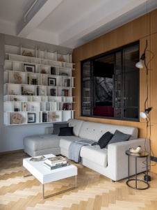 Фото интерьера зоны отдыха небольшой квартиры в стили минимализм