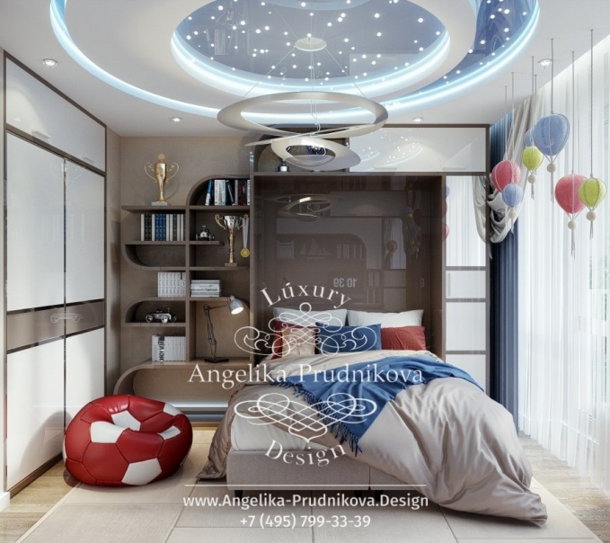 Дизайн-проект интерьера детской спальни для Мальчика в ЖК Мещерский Лес
