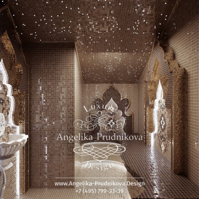 Дизайн-проект интерьера ванной комнаты с хамам в КП Опушка