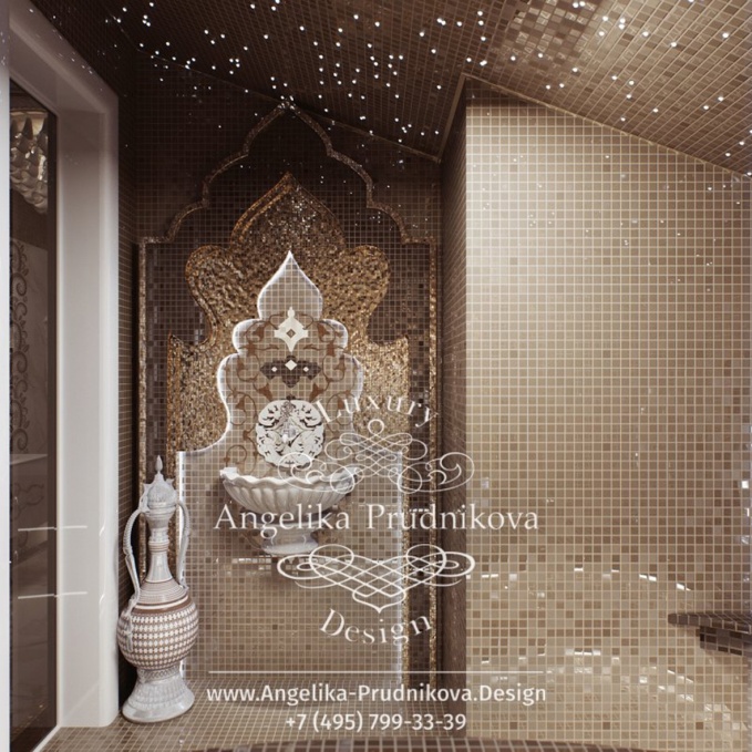 Дизайн-проект интерьера ванной комнаты с хамам в КП Опушка