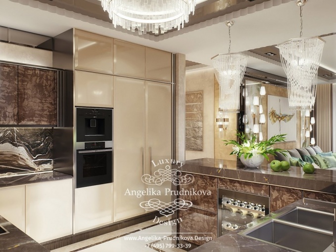 Дизайн-проект интерьера кухни в стиле модерн в ЖК Долина Сетунь