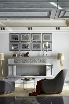 Фото интерьера каминной дома в стиле фьюжн