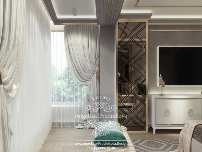 Дизайн-проект интерьера спальни в ЖК Долина Сетунь в стиле модерн