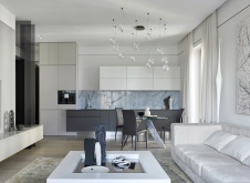 Фото интерьера кухни квартиры в стиле минимализм Фото интерьера столовой квартиры в стиле минимализм