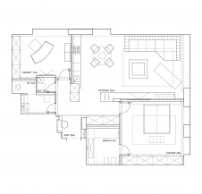 Планировка 3-х комнатной квартиры в стиле минимализм.
