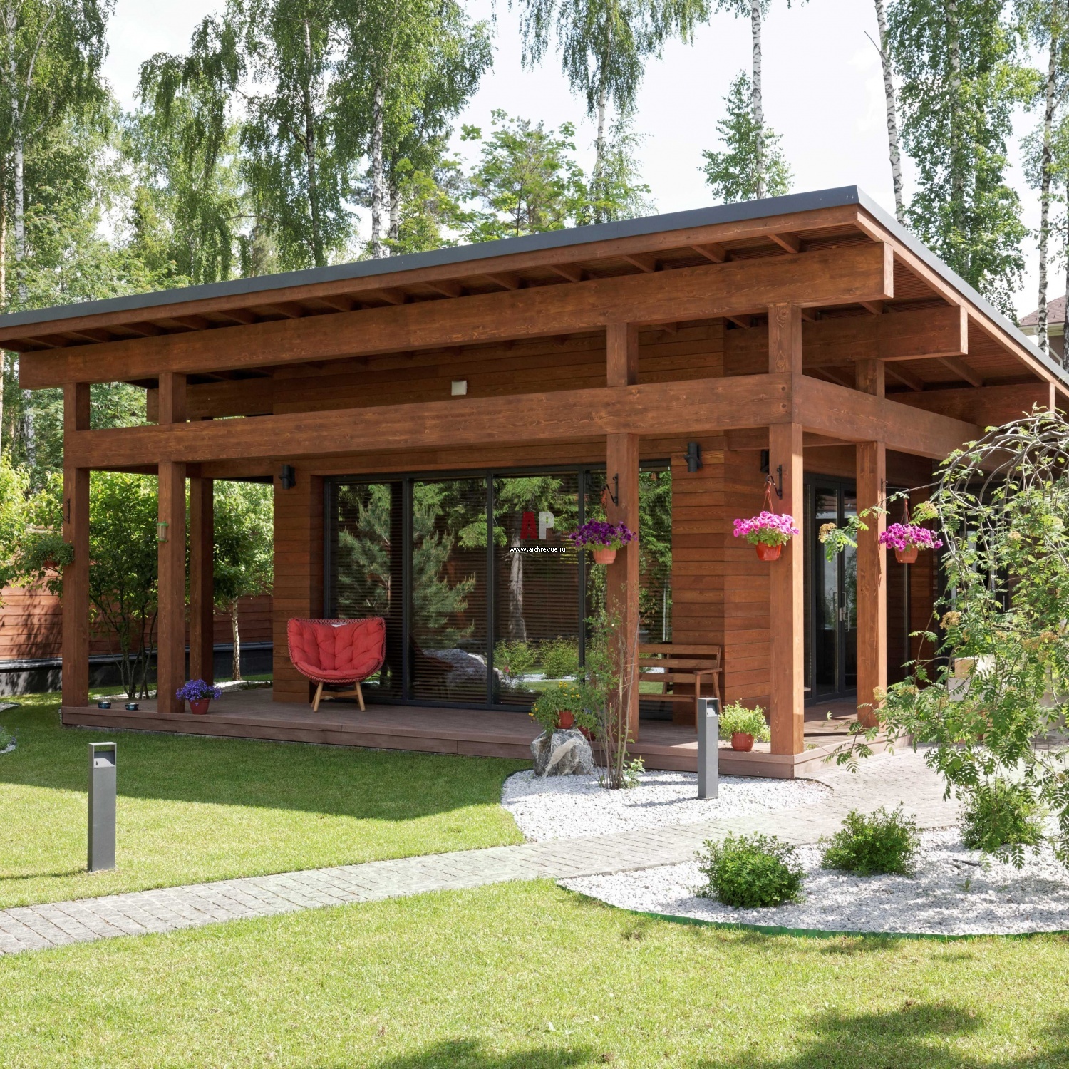 Беседка из бруса в эко стиле