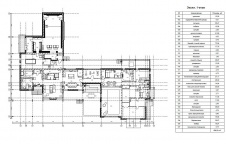 Планировка 1 этажа 2-х этажного дома с модернистской архитектурой.