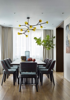 Фото интерьера столовой пентхауса в стиле фьюжн