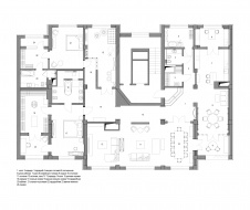 Планировка квартиры, созданной путем объединения двух соседних квартир.