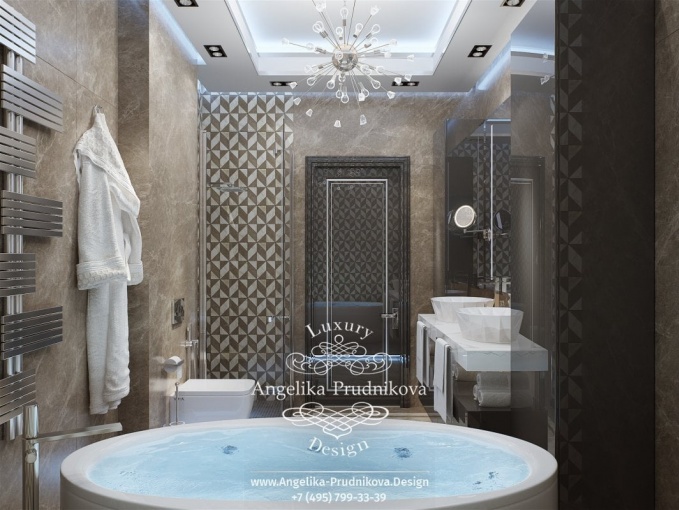 Дизайн-проект интерьера ванной комнаты в современном стиле в ЖК Лица