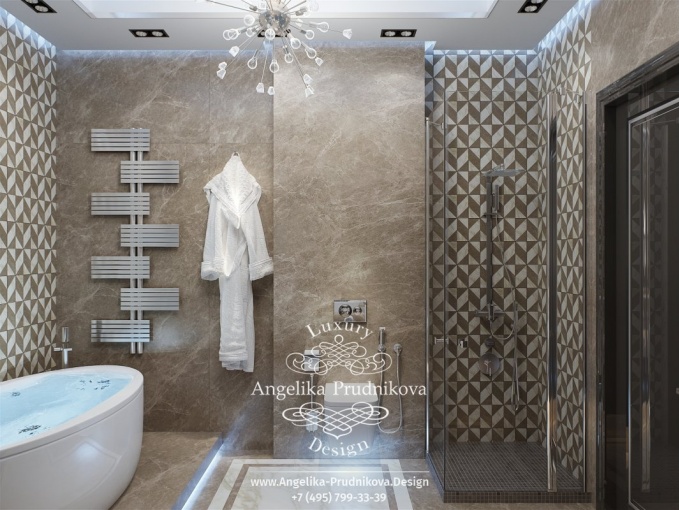Дизайн-проект интерьера ванной комнаты в современном стиле в ЖК Лица