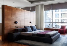 Фото интерьера спальни пентхауса в стиле лофт