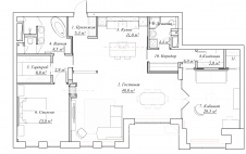Трехкомнатная квартира с круговой планировкой для супружеской пары.