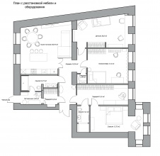 Планировка семейной квартиры с тремя спальнями в бывшем доходном доме.