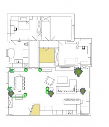 Планировка 3-х комнатной квартиры с присоединенным балконом.