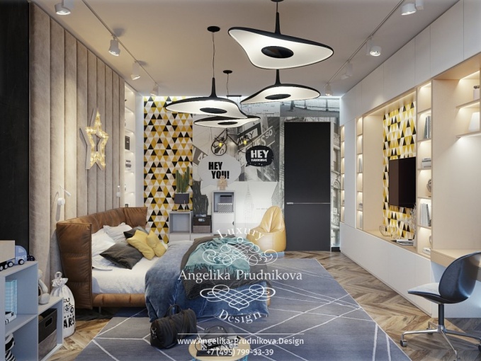 Дизайн-проект интерьера подростковой спальни в Куршавеле