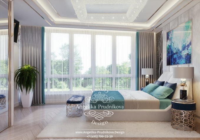 Дизайн-проект интерьера спальни в элитной квартире на Ленинском