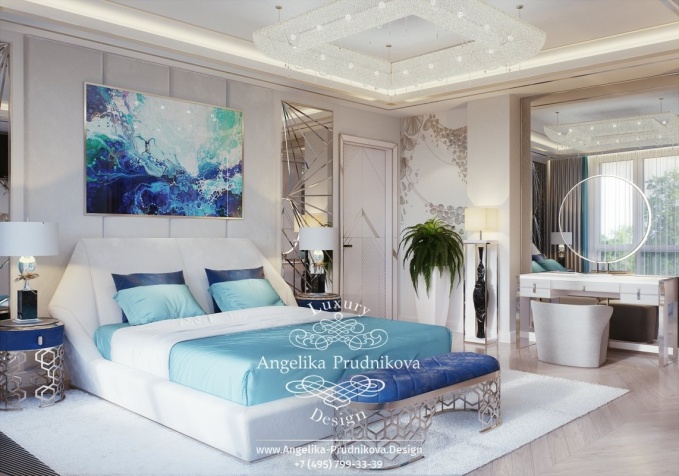 Дизайн-проект интерьера спальни в элитной квартире на Ленинском