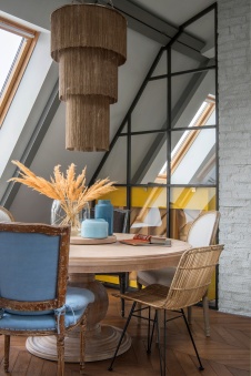 Фото интерьера столовой квартиры в стиле лофт