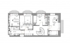 Планировка приватного уровня 3-х этажной квартиры с мансардой.