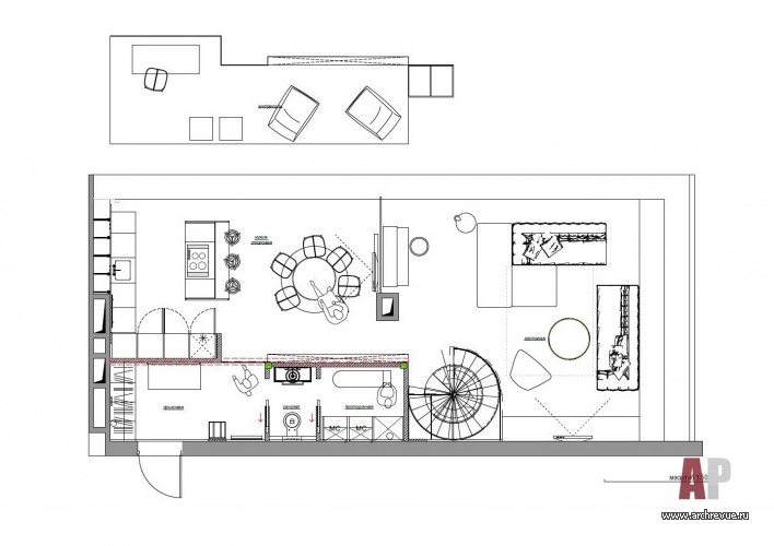 Планировка мансарды и надстроенной антресоли 3-х этажной квартиры с мансардой.