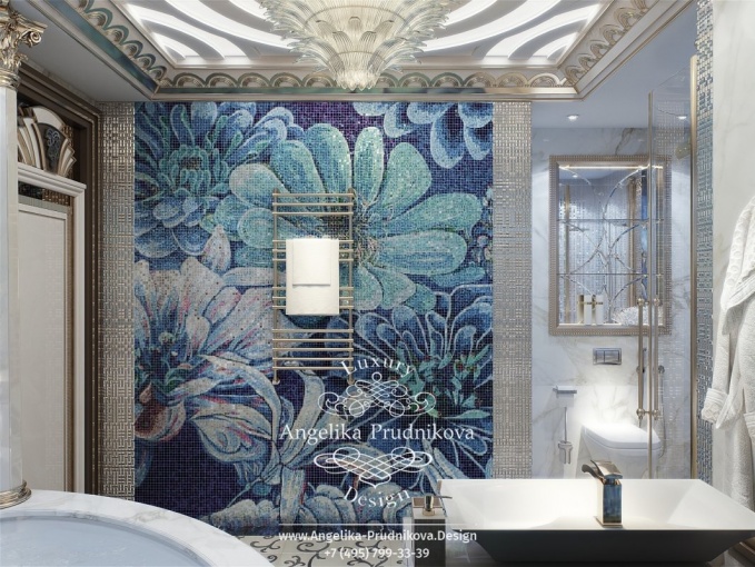 Дизайн-проект интерьера ванной комнаты в ЖК Мосфильм
