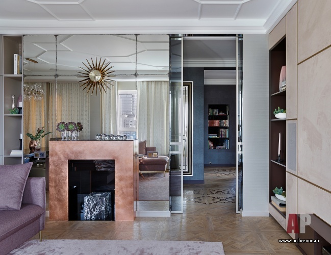 Фото интерьера каминной квартиры в стиле ар-деко